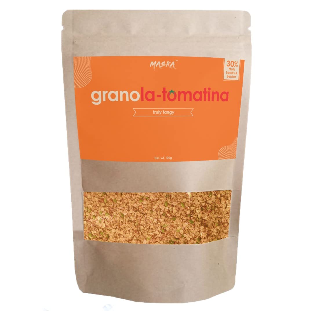 Maska Granola Tomatina – 30% Almond, Seeds, Cranberries, Truly Tangy, High Fibre, Antioxident Seeds, 100Gms Each