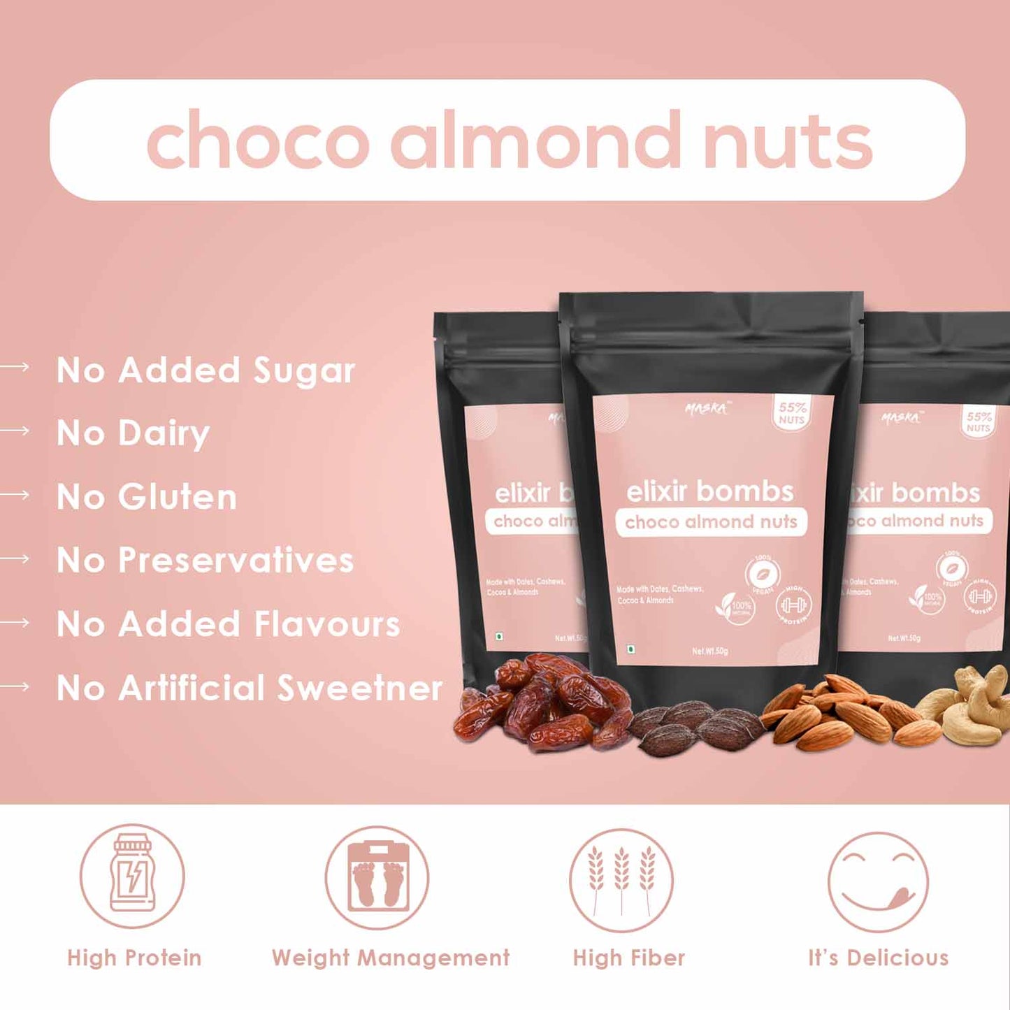 Elixir bombs; choco almond nuts Pack of 10 Bars