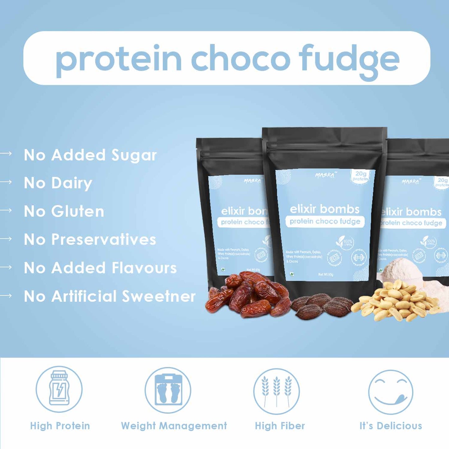 Elixir bombs – Protein choco fudge Pack of 10 Bars