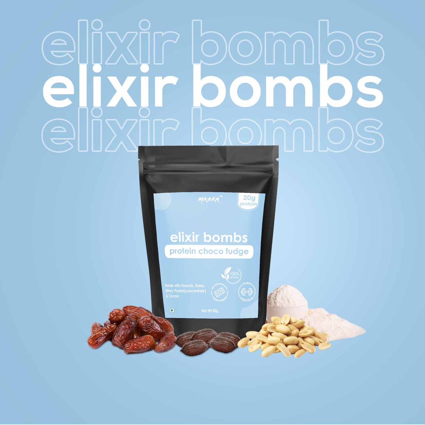 Elixir bombs – Protein choco fudge Pack of 10 Bars