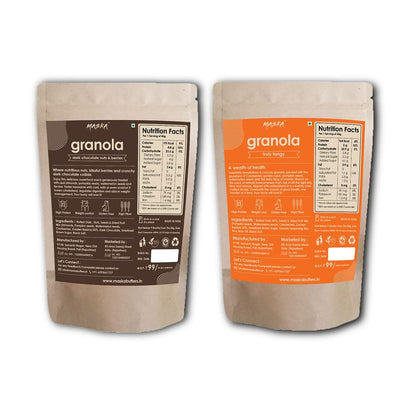 Maska Granola Gourmet & Granola Tomatina Combo – 30% Almond, Seeds, Cranberries, Dark Chocolate, Breakfast Snack, High Fibre, Antioxident Seeds, Truly Tangy, 100Gms Each