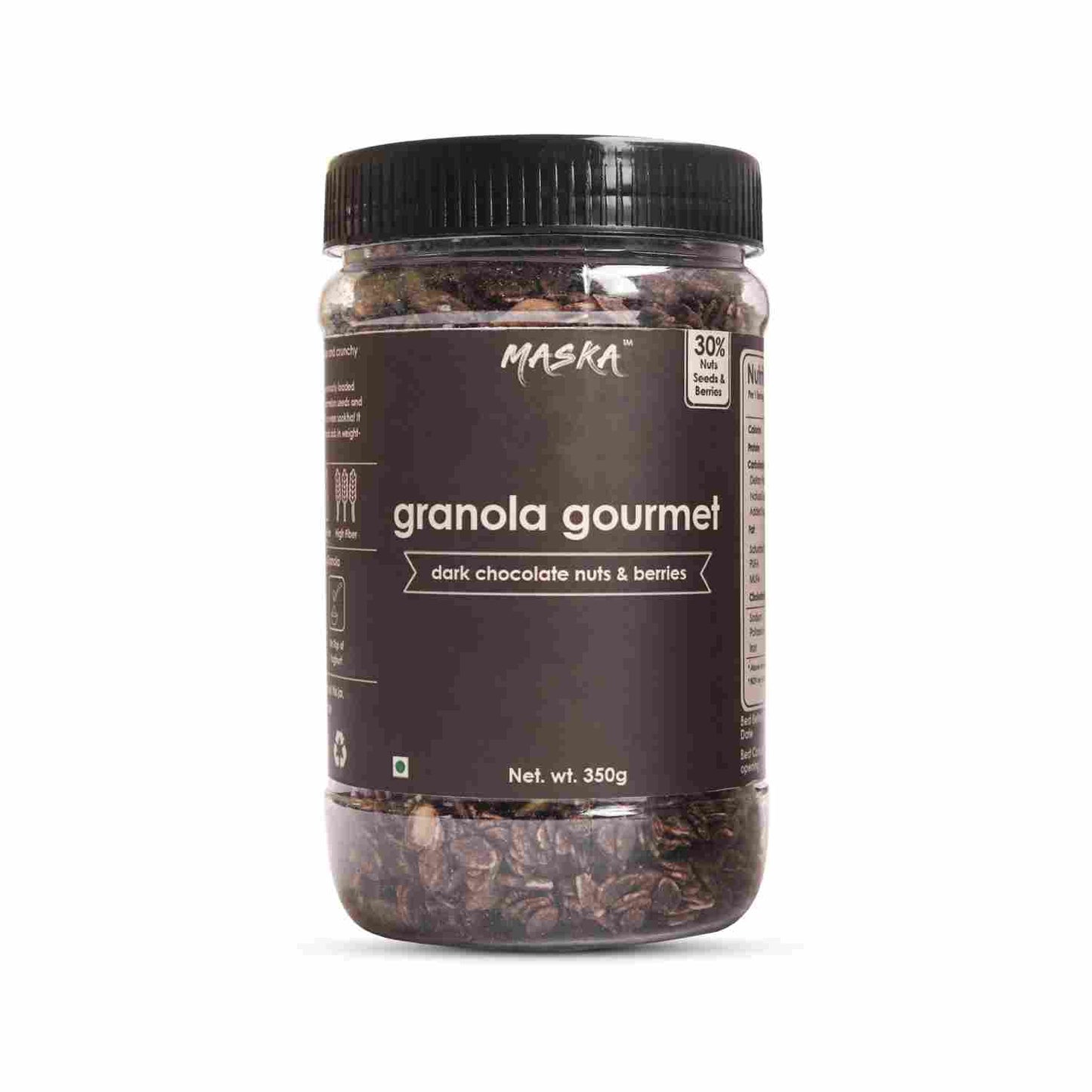 Maska Granola Gourmet – 350 GMS – 30% Almond, Seeds, Cranberries, Dark Chocolate, Breakfast Snack, High Fibre, Antioxident Seeds